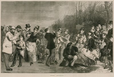 Téli szórakozás - korcsolyázás a Hyde Parkban, Londonban alkotó: Edward Hughes