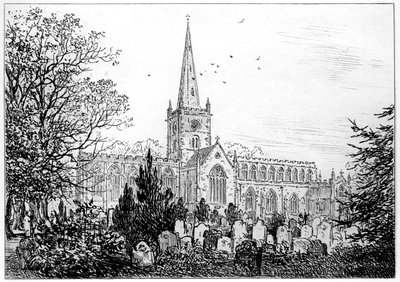 Stratford templom északról nézve, Stratford-upon-Avon, Warwickshire, 1885. alkotó: Edward Hull