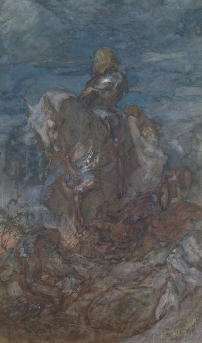 Sir Galahad (wc és gouache papíron) alkotó: Edward John Gregory