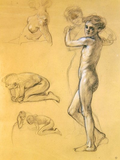 Study for Idle Fears (III), 1893 (kréta papíron) alkotó: Edward John Poynter