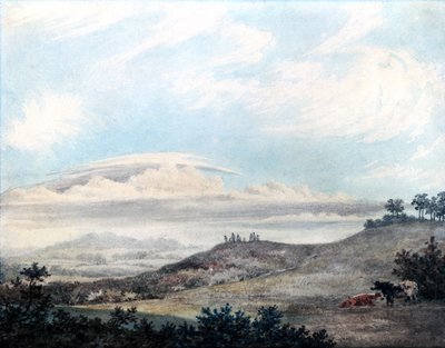Vidéki táj Luke Howard (1772-1864) későbbi felhőtanulmányaival, 1808-1111 körül (wc papíron) alkotó: Edward Kennion