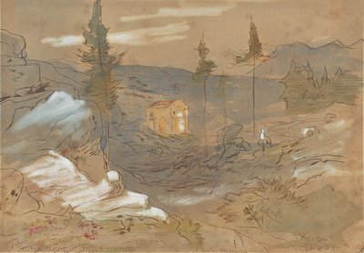 Egy szentély Khania közelében, Kréta szigetén, Görögországban alkotó: Edward Lear
