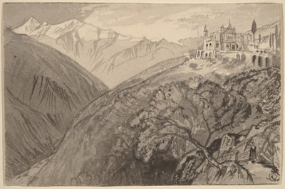 Egy dombtetőn fekvő város (Lampedusa szentélye) alkotó: Edward Lear