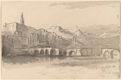Híd hegyekkel a távoli Ventimiglia, 18841885. alkotó: Edward Lear