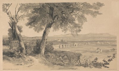 Róma környéke a Villa Mattei-ból nézve, a „Kilátások Rómából és környékéről” című műből, 1841 alkotó: Edward Lear