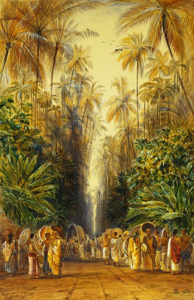Alakok egy úton Galle közelében, Ceylonban, alkotó: Edward Lear