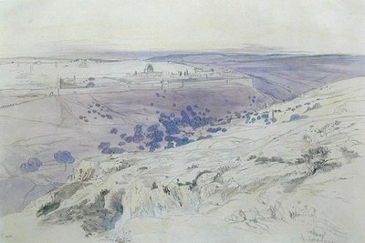 Jeruzsálem, 1858. április 24-28. (toll, tinta és akvarell, papír) alkotó: Edward Lear