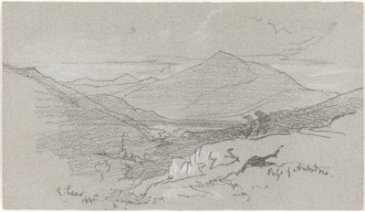 Hegyvidéki kilátás Antrodocoból, 1845. alkotó: Edward Lear