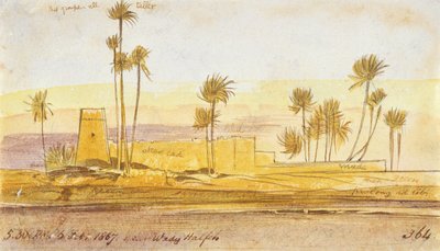 Wady Halfeh közelében, 1867. február 6., 17:30 (tinta és WC) alkotó: Edward Lear