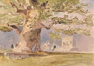 Úton, két órányira Tepelenétől, 1857. április 19. alkotó: Edward Lear