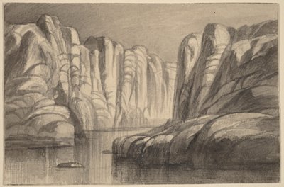 Egy sziklaalakzat között kanyargó folyó (Philae, Egyiptom) alkotó: Edward Lear