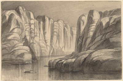 A Philae kőzetképződményen keresztül kanyargó folyó, Egyiptom, 18841885. alkotó: Edward Lear