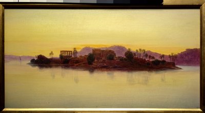Naplemente Philae szigetén Egyiptomban Edward Lear (1812-1888) festménye (ec.angl.) 1861 V. 0,23x0,43 m Chantilly, Musee Conde alkotó: Edward Lear