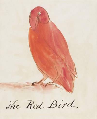 A vörös madár a Tizenhat komikus madár rajzból (toll és tus wc papíron) alkotó: Edward Lear