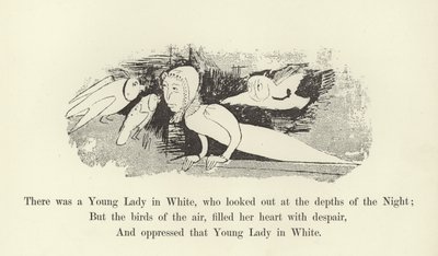 Volt egy fehérruhás ifjú hölgy, aki az Éjszaka mélyére nézett alkotó: Edward Lear