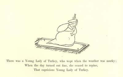 Volt egy török ifjú hölgy, aki sírt, ha borús volt az idő. alkotó: Edward Lear