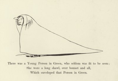 Volt egy fiatalember a Zöldben, akit ritkán lehetett látni. alkotó: Edward Lear