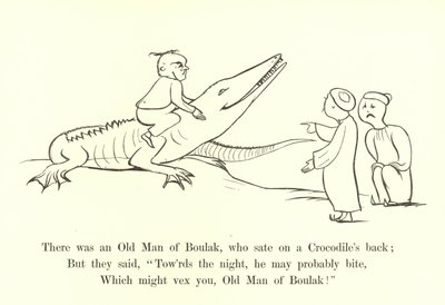 Volt egy Boulaki Öreg, aki egy krokodil hátán ült alkotó: Edward Lear