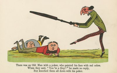 Volt egy pókeröreg, aki vörös okkerrel festette az arcát az „A Book of Nonsense”-ből, amelyet Frederick Warne and Co. adott ki, London, 1875 körül. alkotó: Edward Lear