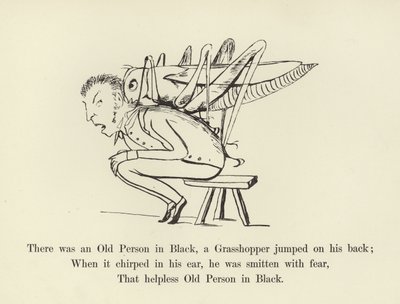 Volt egy öreg fekete ruhás, egy szöcske ugrott a hátára alkotó: Edward Lear