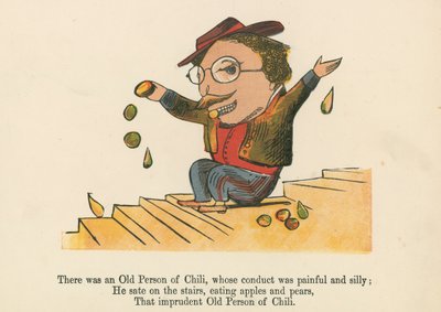 Volt egy chilei öregember, akinek a viselkedése fájdalmas és ostoba volt, a Frederick Warne and Co. által kiadott "A Book of Nonsense"-ből, London, 1875 körül. alkotó: Edward Lear