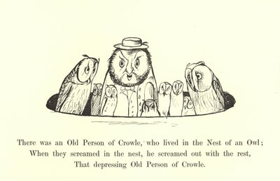 Volt egy öreg Crowle, aki egy bagoly fészkében élt alkotó: Edward Lear