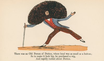 Volt egy Dutton öregember, akinek a feje olyan kicsi volt, mint egy gomb, a Frederick Warne and Co. által kiadott "A Book of Nonsense"-ből, London, 1875 körül. alkotó: Edward Lear