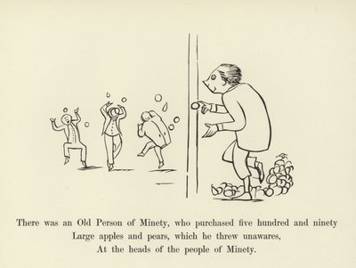 Volt egy öreg ember, aki ötszázkilencven nagy almát és körtét vásárolt alkotó: Edward Lear