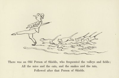 Volt egy Pajzsok Öreg Személye, aki gyakran járta a völgyeket és a mezőket alkotó: Edward Lear