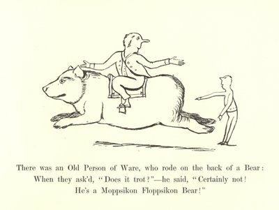 Volt egy Old Person of Ware, aki egy Medve hátán lovagolt alkotó: Edward Lear