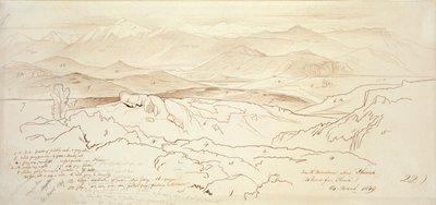Kilátás a hegyekről Phonia felett, 1849 alkotó: Edward Lear