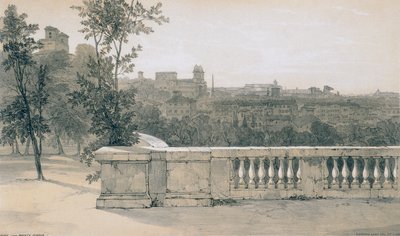 Kilátás Rómában és környékén: Róma a Monte Pincio felől alkotó: Edward Lear