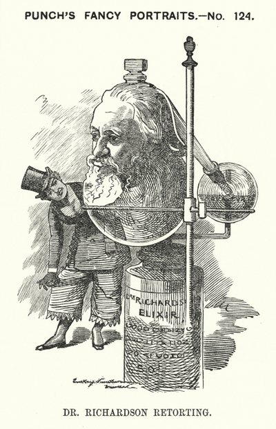 Punch rajzfilm: Benjamin Ward Richardson, angol orvos (metszet) alkotó: Edward Linley (after) Sambourne