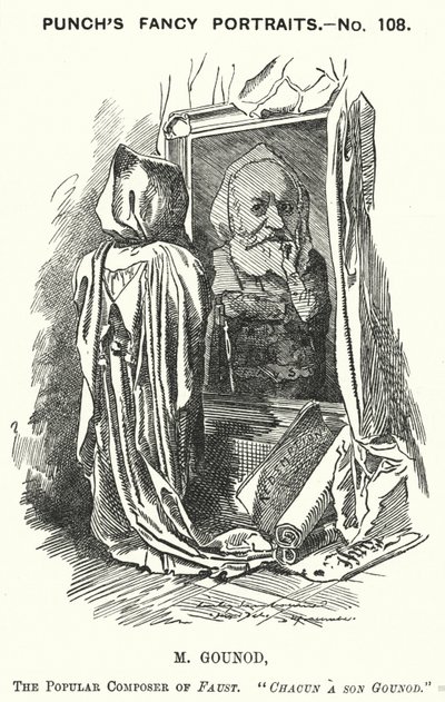 Punch rajzfilm: Charles Gounod francia zeneszerző (metszet) alkotó: Edward Linley (after) Sambourne