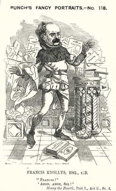 Punch rajzfilm: Francis Knollys, a walesi herceg magántitkára (metszet) alkotó: Edward Linley (after) Sambourne