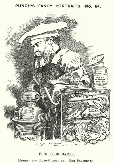 Lyukasztó rajzfilm: Frederick Settle Barff, angol vegyész (metszet) alkotó: Edward Linley (after) Sambourne
