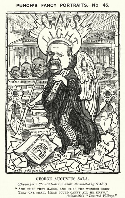 Punch rajzfilm: George Augustus Sala, angol író és újságíró (metszet) alkotó: Edward Linley (after) Sambourne