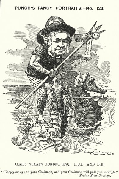Punch Cartoon: James Stats Forbes, skót vasúti mérnök és adminisztrátor (metszet) alkotó: Edward Linley (after) Sambourne