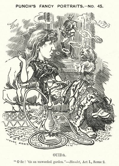 Punch rajzfilm: Ouida (Maria Louise Rame), angol regényíró (metszet) alkotó: Edward Linley (after) Sambourne