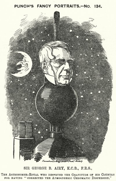 Lyukasztó rajzfilm: Sir George Biddell Airy, angol királyi csillagász (metszet) alkotó: Edward Linley (after) Sambourne