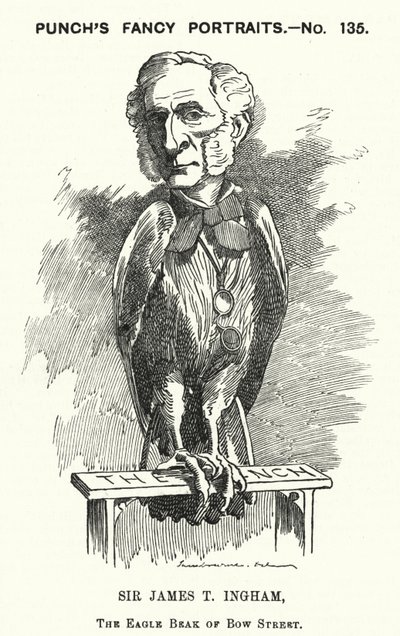 Punch rajzfilm: Sir James Taylor Ingham, angol ügyvéd és rendőrbíró (metszet) alkotó: Edward Linley (after) Sambourne