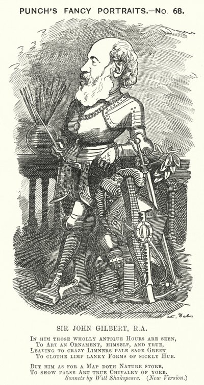 Lyukasztó rajzfilm: Sir John Gilbert, angol művész (metszet) alkotó: Edward Linley (after) Sambourne