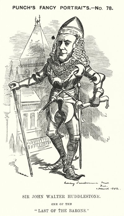 Punch rajzfilm: Sir John Walter Huddleston, angol ügyvéd és bíró (metszet) alkotó: Edward Linley (after) Sambourne