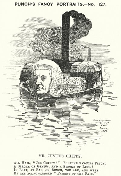 Punch rajzfilm: Sir Joseph William Chitty, angol bíró, liberális politikus és sportoló (metszet) alkotó: Edward Linley (after) Sambourne