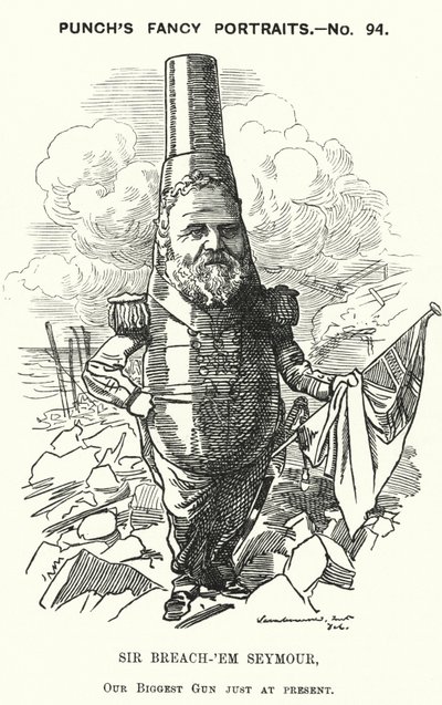 Punch rajzfilm: Sir Michael Seymour, brit admirális (metszet) alkotó: Edward Linley (after) Sambourne