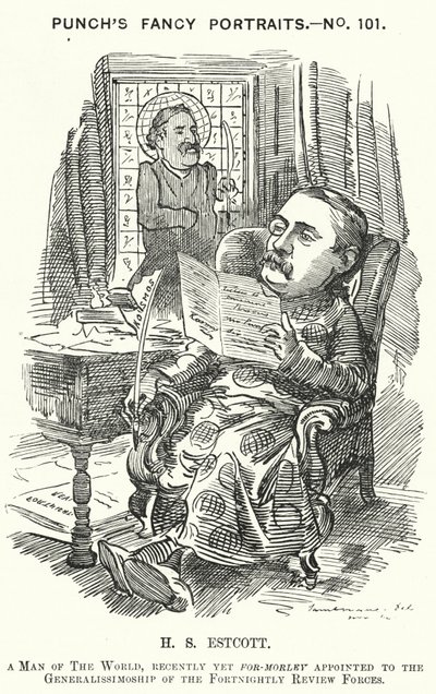 Punch rajzfilm: Thomas Hay Sweet Estcott, angol újságíró és szerkesztő (metszet) alkotó: Edward Linley (after) Sambourne