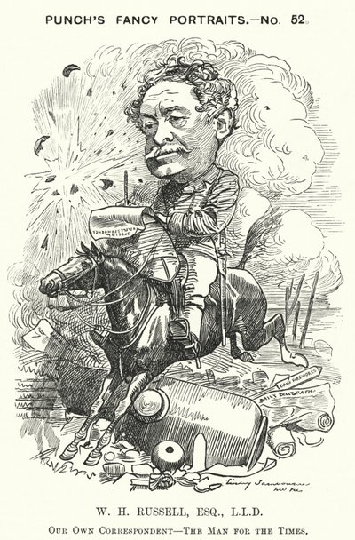 Punch rajzfilm: William Howard Russell, ír újságíró és haditudósító (metszet) alkotó: Edward Linley (after) Sambourne