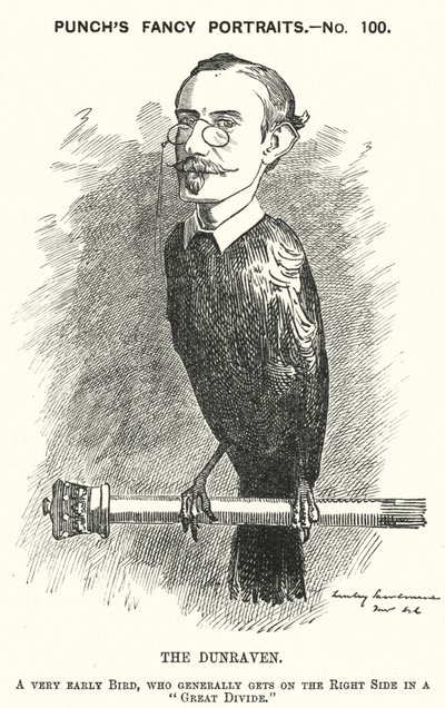Punch rajzfilm: Windham Wyndham-Quin, Dunraven és Mount-Earl 4. grófja, angol-ír újságíró, földbirtokos és konzervatív politikus (metszet) alkotó: Edward Linley (after) Sambourne