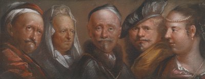 Tanulmányok öt fejről Rembrandt után alkotó: Edward Luttrell
