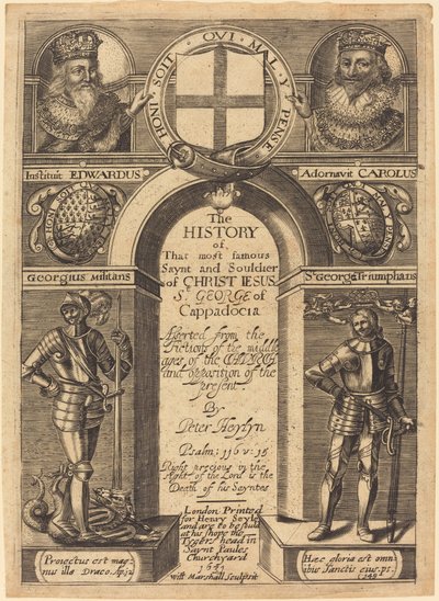 Frontkép Peter Heylyn "Kappadókia Szent György története" című művéhez alkotó: Edward Marshall